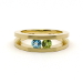 R034 - 14kt geelgouden ring bezet met een blauwe topaas en peridoot
