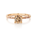 013 - 18kt rosé gouden verlovingsring bezet met een briljant geslepen Fancy Yellowish Brown diamant, HRD gecertificeerd. Zijkanten bezet met 10 roze diamantjes. Ontwerp: Marleen Hengeveld - AMMA Sieraden